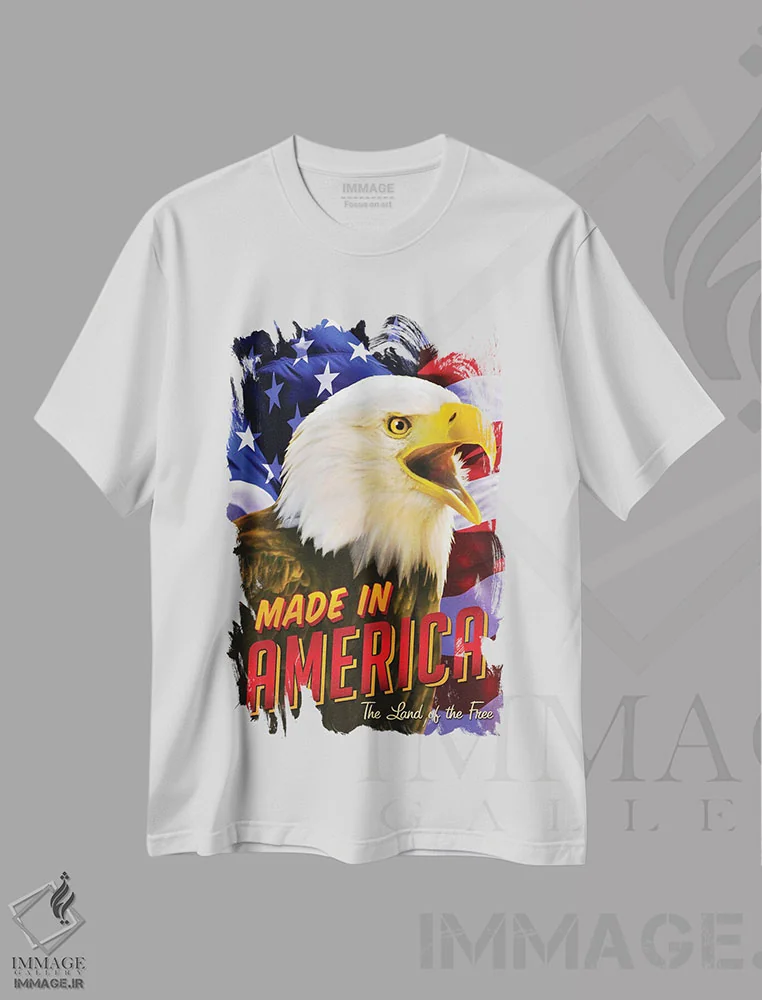 تیشرت سفید طرح دار عقاب و پرچم، دکور روستایی اثر گرگ جوردانو | immage.ir