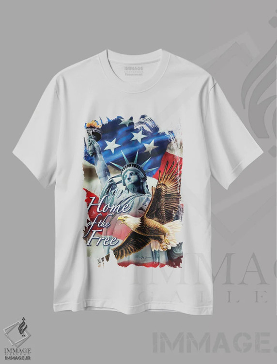 تیشرت سفید طرح دار خانه افراد آزاد، دکور روستایی اثر گرگ جوردانو | فروشگاه ایماژ