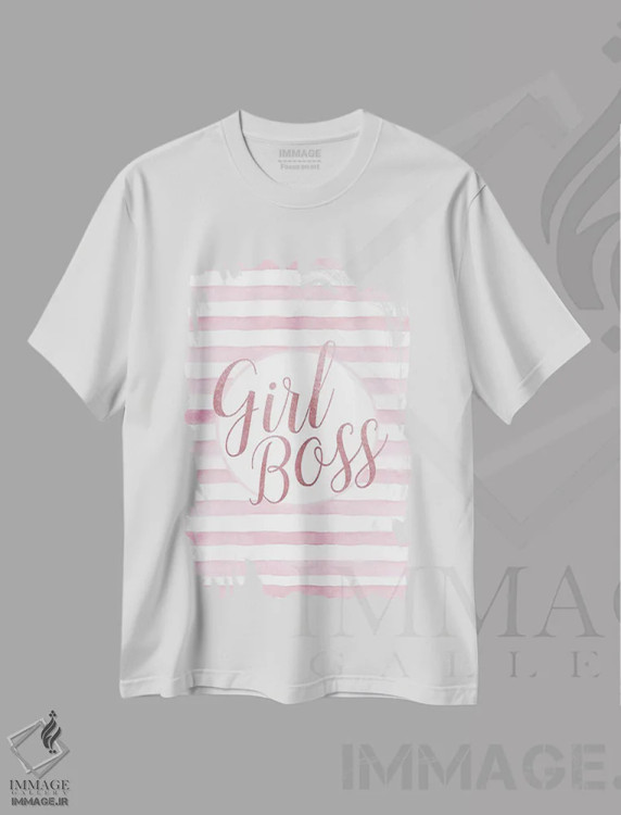 تیشرت سفید طرح دار رئیس دختر رزگلد صورتی، تزئینی اثر آماندا گرینوود | فروشگاه ایماژ