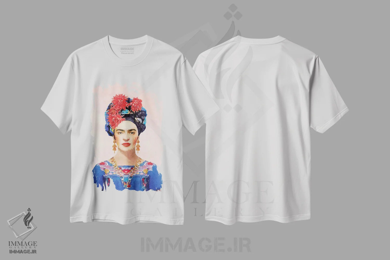 تیشرت سفید طرح دار فریدا سرمه ای، تزئینی اثر آماندا گرینوود | immage.ir