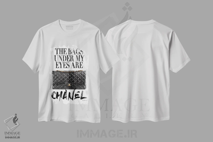 تیشرت سفید طرح دار کیف سیاه، تزئینی اثر آماندا گرینوود | فروشگاه ایماژ