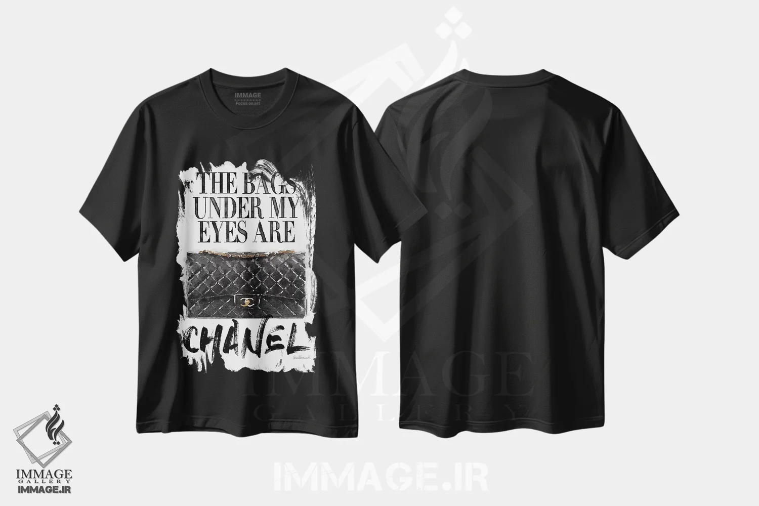 تیشرت مشکی طرح دار کیف سیاه، تزئینی اثر آماندا گرینوود | immage.ir