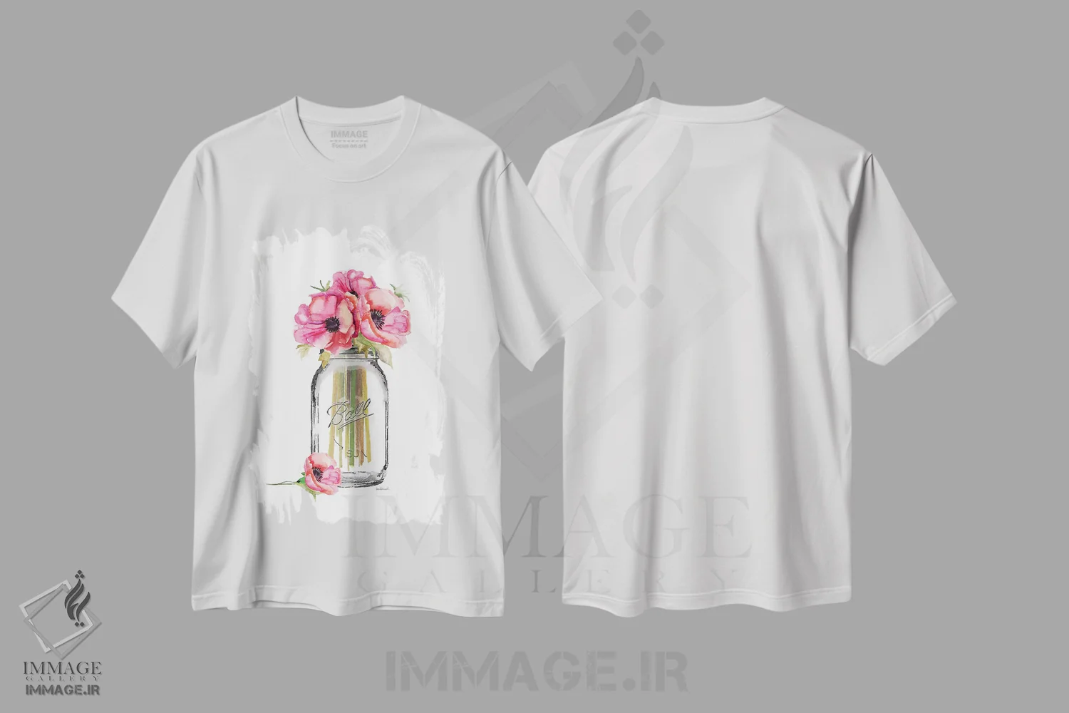 تیشرت سفید طرح دار شیشه بلند با گل های شقایق قر، دکور معاصر اثر آماندا گرینوود | immage.ir