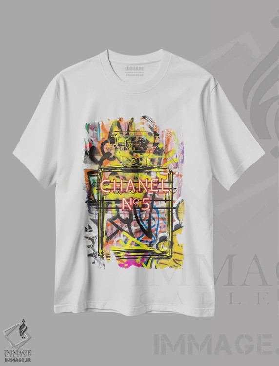 تیشرت سفید طرح دار عطر نئونی، دکور معاصر اثر آماندا گرینوود | immage.ir