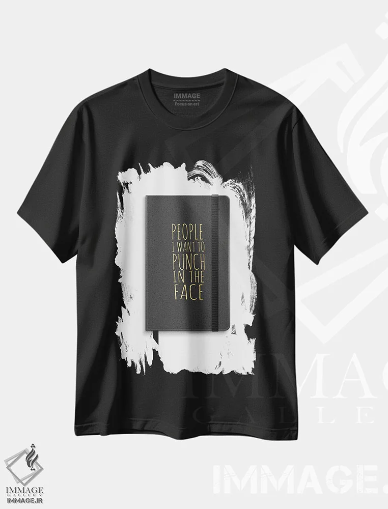 تیشرت مشکی طرح دار کتاب "افرادی که باید مشت شان زد"، تزئینی اثر آماندا گرینوود | immage.ir