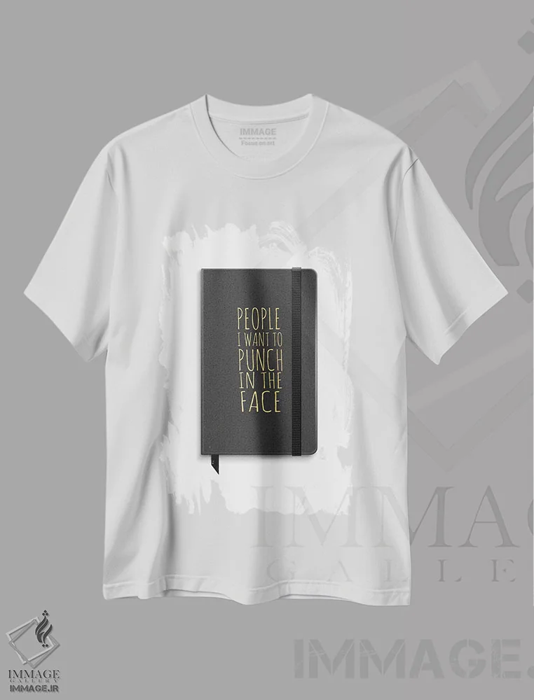 تیشرت سفید طرح دار کتاب "افرادی که باید مشت شان زد"، تزئینی اثر آماندا گرینوود | فروشگاه ایماژ