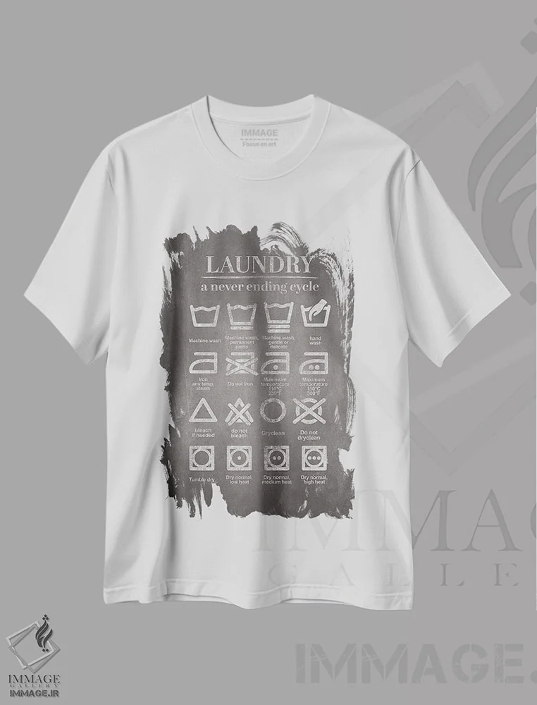 تیشرت سفید طرح دار چرخه شست وشو، دکور معاصر اثر آماندا گرینوود | فروشگاه ایماژ