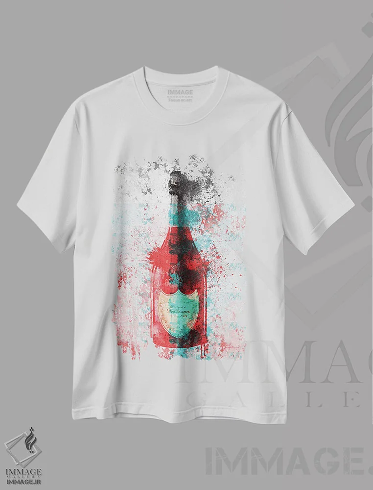 تیشرت سفید طرح دار Grey, & Gold,شامپاین با سبک گرنج، خاکستری و طلایی، آبستره اثر آماندا گرینوود | فروشگاه ایماژ