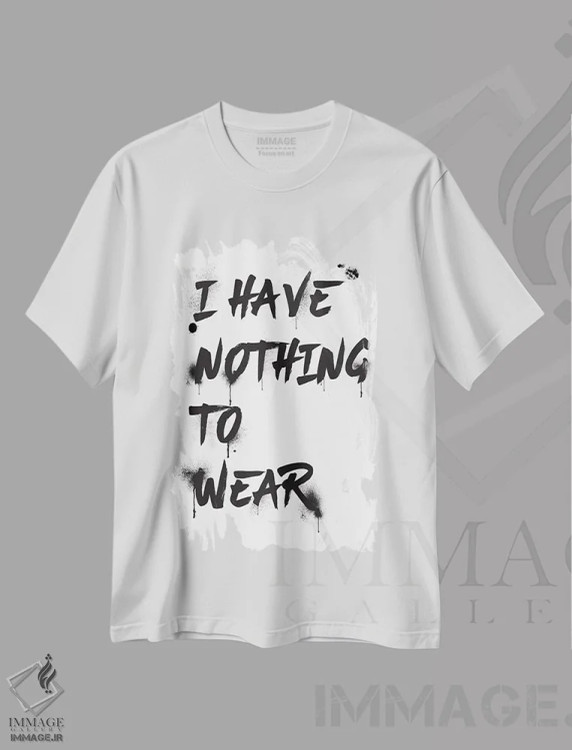 تیشرت سفید طرح دار هیچ لباسی برای پوشیدن ندارم، تزئینی اثر آماندا گرینوود | immage.ir