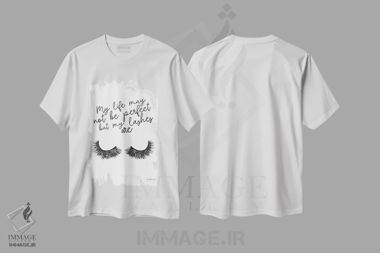 تیشرت سفید طرح دار مژه های بی نقص، تزئینی اثر آماندا گرینوود | فروشگاه ایماژ