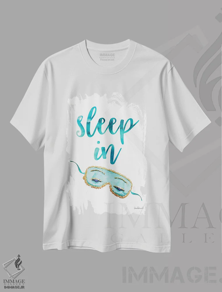 تیشرت سفید طرح دار Teal,چشم بند خواب به رنگ فیروزه ای، تزئینی اثر آماندا گرینوود | immage.ir