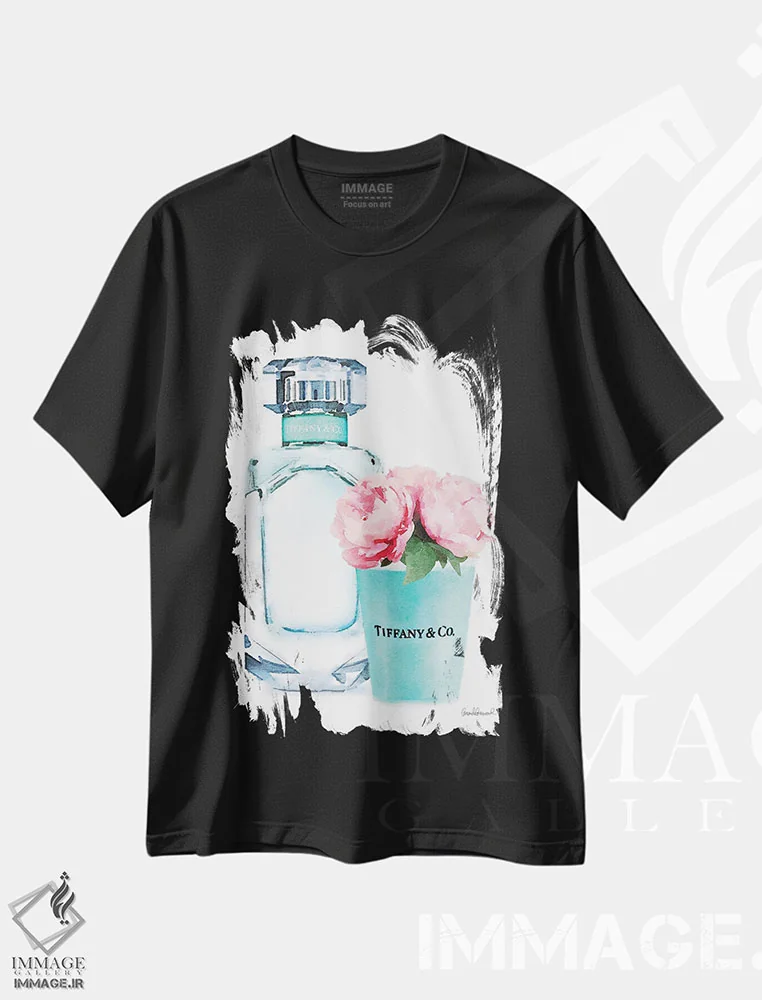 تیشرت مشکی طرح دار ست عطر فیروزه ای II، تزئینی اثر آماندا گرینوود | فروشگاه ایماژ