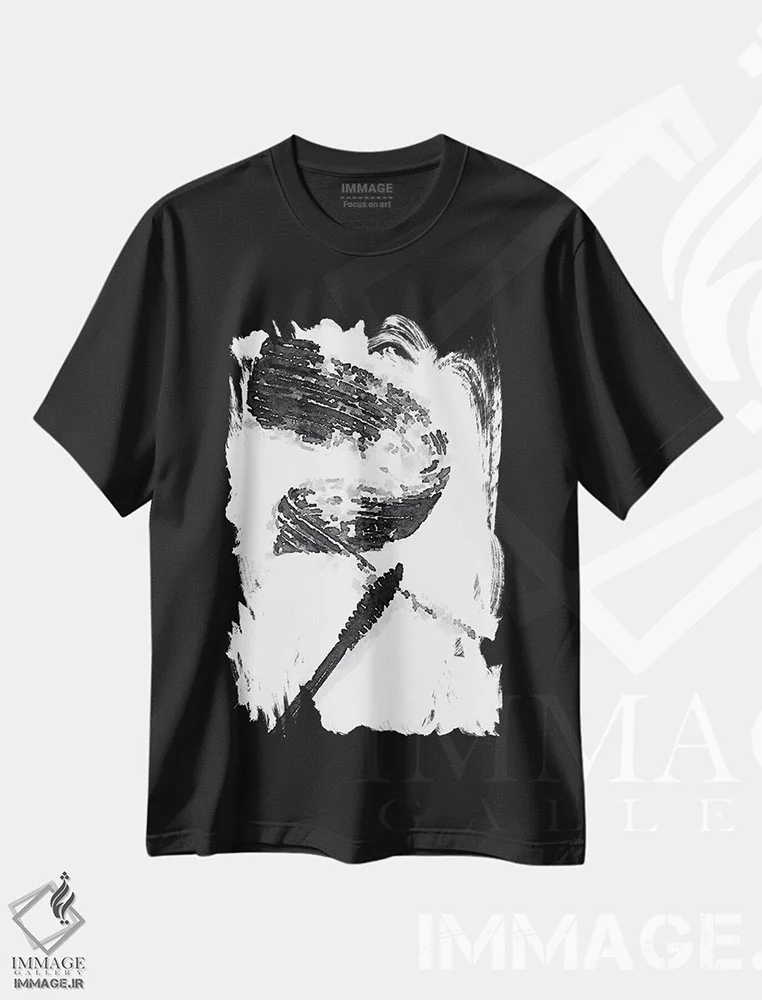 تیشرت مشکی طرح دار لکهٔ ریمل، تزئینی اثر آماندا گرینوود | فروشگاه ایماژ