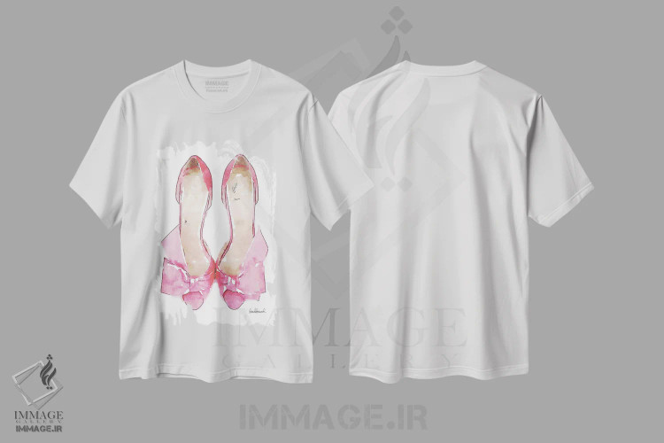 تیشرت سفید طرح دار کفش های پاپیون دار صورتی روشن، تزئینی اثر آماندا گرینوود | immage.ir