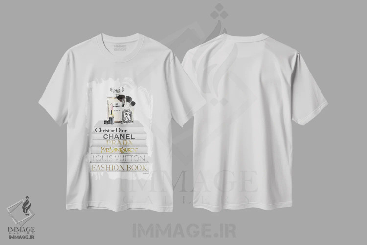 تیشرت سفید طرح دار کتاب های سفید با ست آرایش، تزئینی اثر آماندا گرینوود | immage.ir