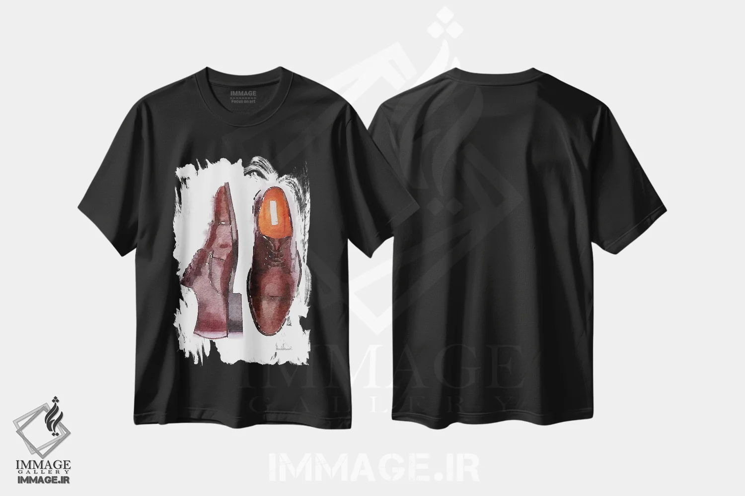 تیشرت مشکی طرح دار کفش قهوه ای مردانه، تزئینی اثر آماندا گرینوود | immage.ir