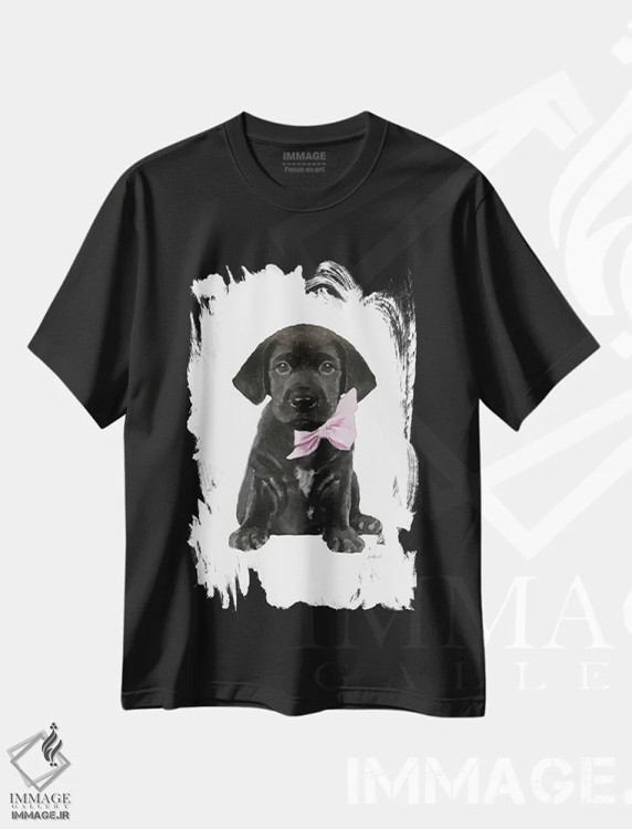 تیشرت مشکی طرح دار لابرادور مشکی، تزئینی اثر آماندا گرینوود | immage.ir