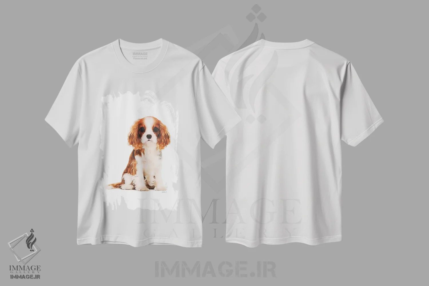 تیشرت سفید طرح دار اسپانیل کینگ چارلز، تزئینی اثر آماندا گرینوود | immage.ir