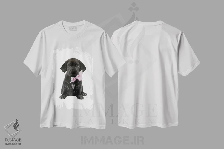 تیشرت سفید طرح دار لابرادور مشکی، تزئینی اثر آماندا گرینوود | فروشگاه ایماژ