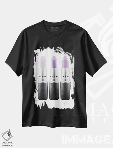تیشرت مشکی طرح دار رژ لب III یاسی، باربیکور اثر آماندا گرینوود | فروشگاه ایماژ
