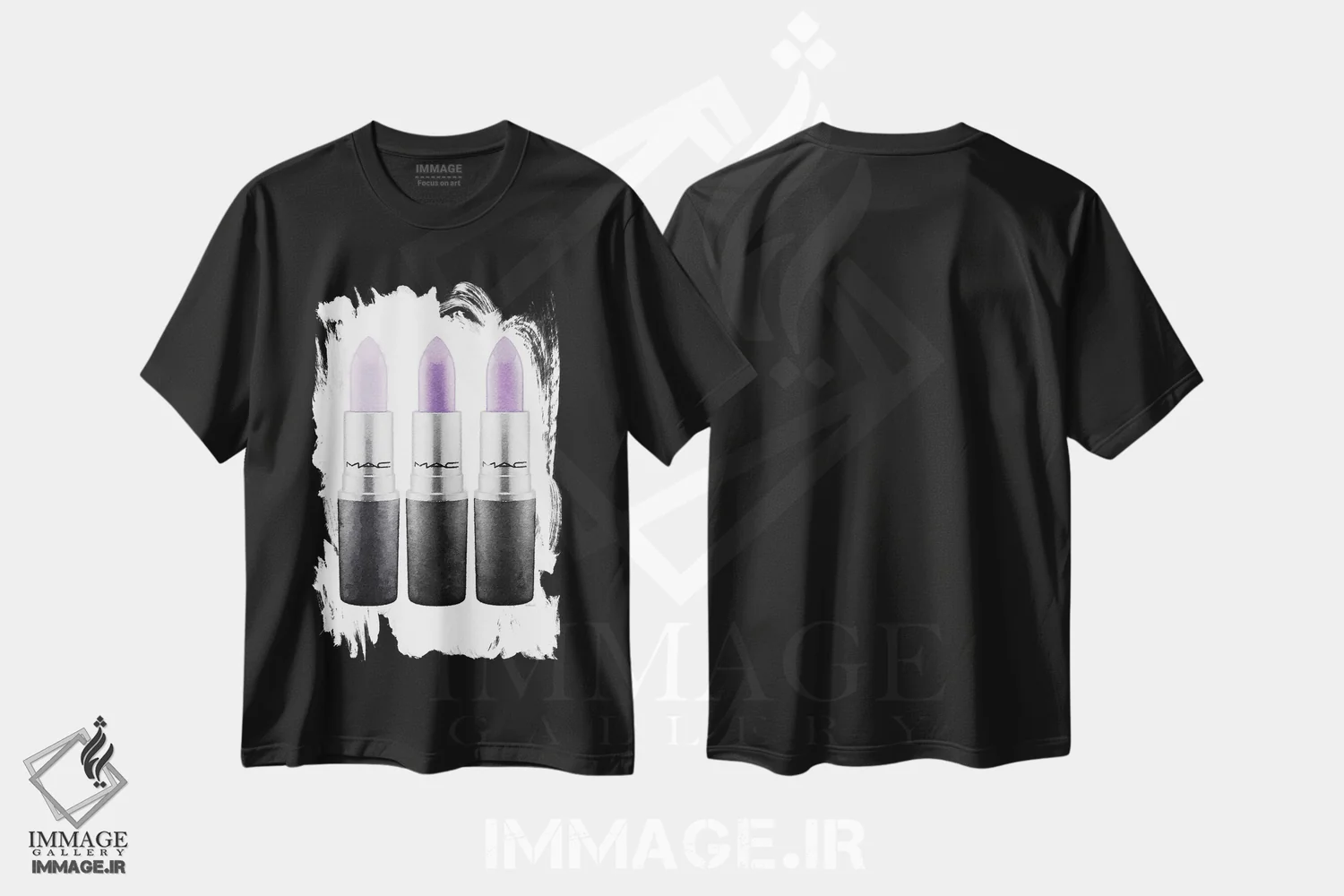 تیشرت مشکی طرح دار رژ لب III یاسی، باربیکور اثر آماندا گرینوود | فروشگاه ایماژ
