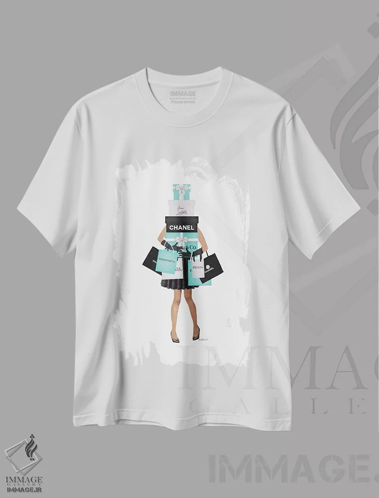 تیشرت سفید طرح دار خرید افراطی، تزئینی اثر آماندا گرینوود | فروشگاه ایماژ