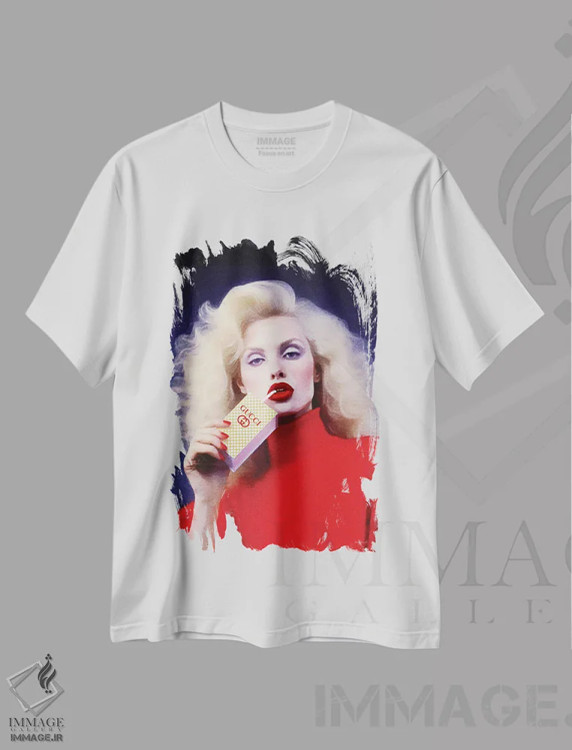 تیشرت سفید طرح دار آبمیوه طراح جری، تزئینی اثر آماندا گرینوود | immage.ir