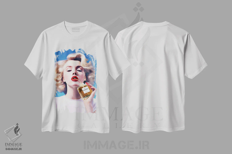 تیشرت سفید طرح دار بسته آبمیوه مرلین، تزئینی اثر آماندا گرینوود | فروشگاه ایماژ