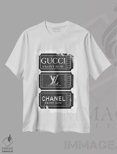 تیشرت سفید طرح دار ردیف جلو در نقره ای و مشکی، تزئینی اثر آماندا گرینوود | فروشگاه ایماژ