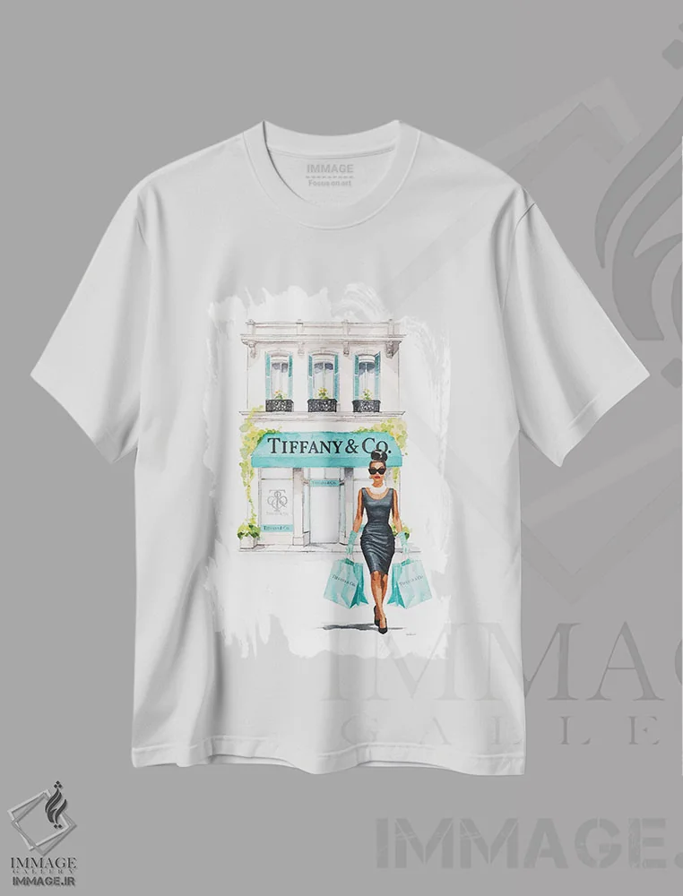 تیشرت سفید طرح دار خرید کردن در رنگ فیروزه ای، هنر آمریکایی آفریقایی تبار اثر آماندا گرینوود | فروشگاه ایماژ