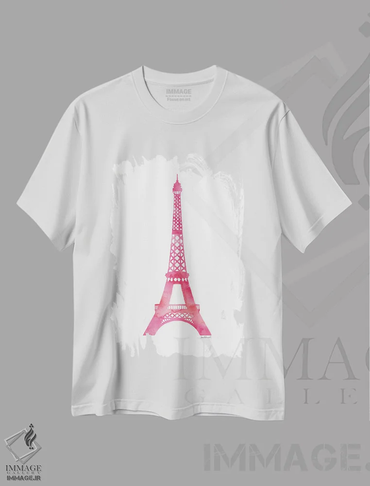 تیشرت سفید طرح دار برج ایفل صورتی، تزئینی اثر آماندا گرینوود | immage.ir