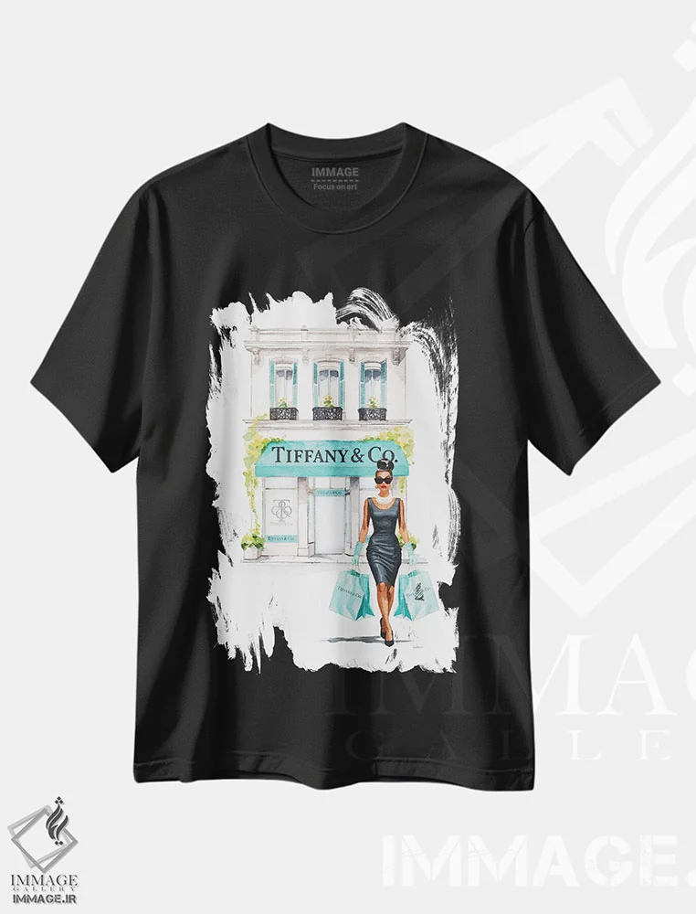 تیشرت مشکی طرح دار خرید کردن در رنگ فیروزه ای، هنر آمریکایی آفریقایی تبار اثر آماندا گرینوود | immage.ir