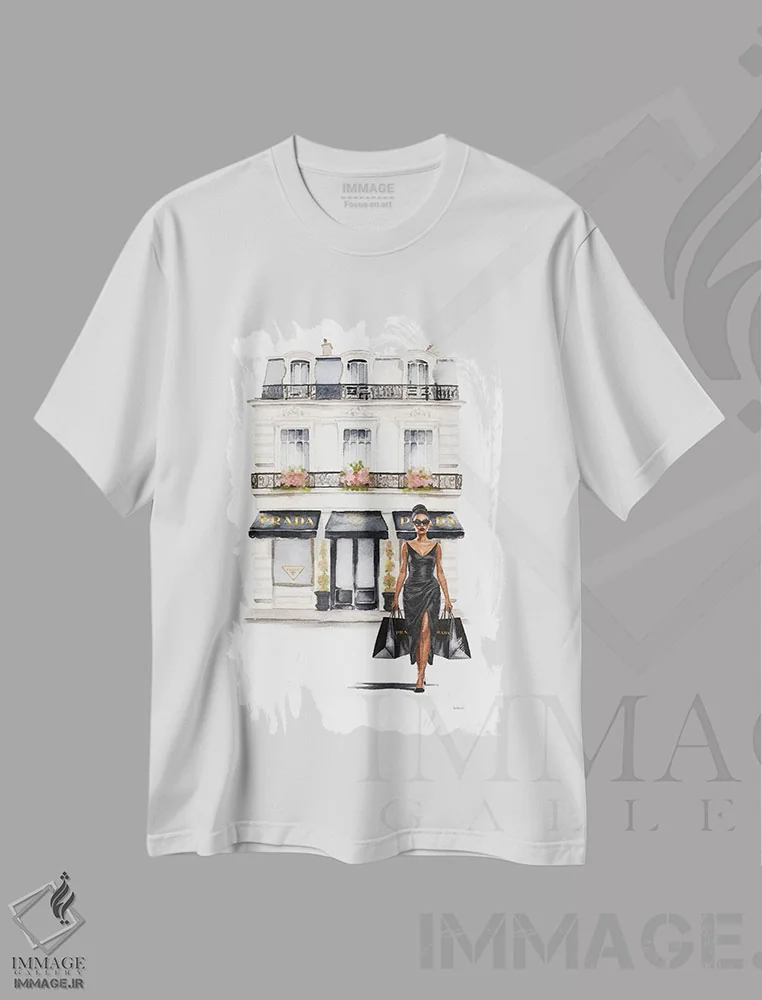 تیشرت سفید طرح دار خرید کردن در رنگ مشکی، هنر آمریکایی آفریقایی تبار اثر آماندا گرینوود | فروشگاه ایماژ