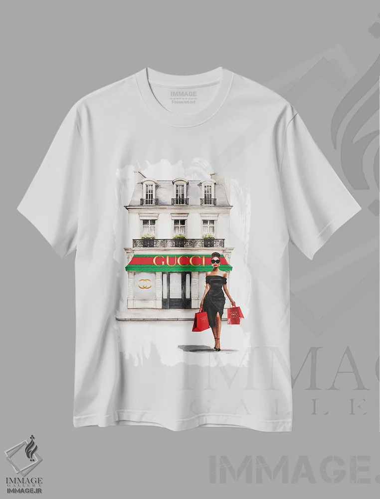 تیشرت سفید طرح دار خرید کردن در رنگ قرمز، هنر آمریکایی آفریقایی تبار اثر آماندا گرینوود | immage.ir