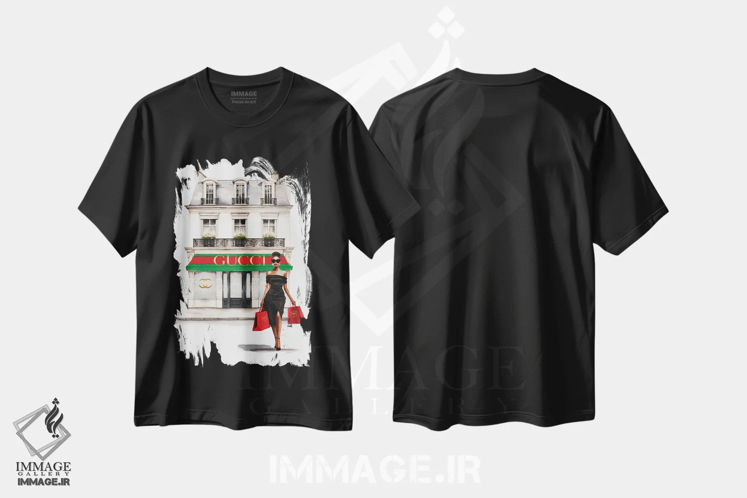 تیشرت مشکی طرح دار خرید کردن در رنگ قرمز، هنر آمریکایی آفریقایی تبار اثر آماندا گرینوود | فروشگاه ایماژ