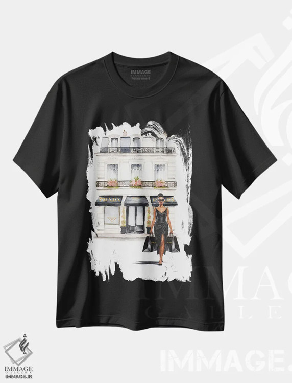 تیشرت مشکی طرح دار خرید کردن در رنگ مشکی، هنر آمریکایی آفریقایی تبار اثر آماندا گرینوود | immage.ir