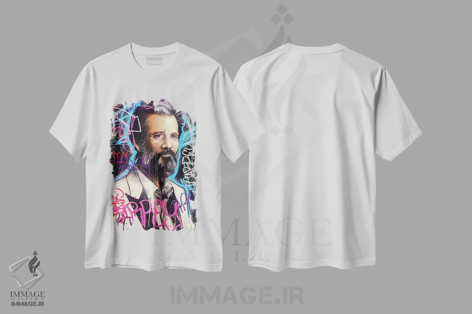 تیشرت سفید طرح دار جیم کری، مدیوم اثر شین گرمر | فروشگاه ایماژ