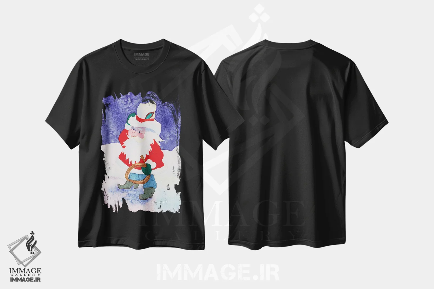 تیشرت مشکی طرح دار بابانوئل کابوی، هنر دیجیتال اثر کالی گاریس | فروشگاه ایماژ