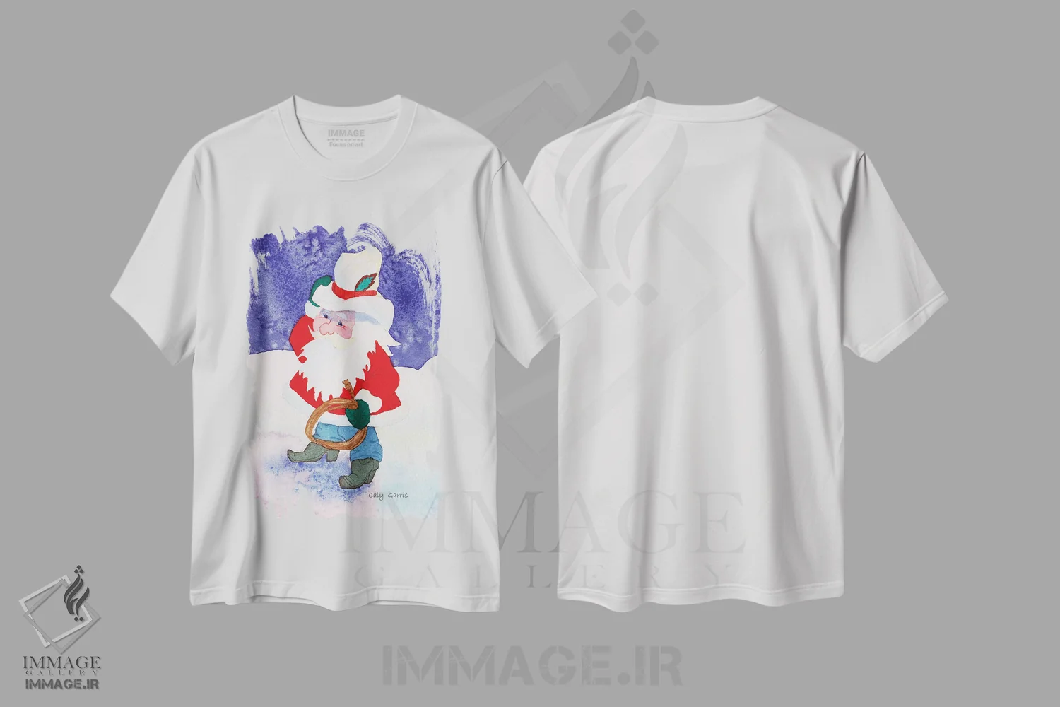 تیشرت سفید طرح دار بابانوئل کابوی، هنر دیجیتال اثر کالی گاریس | immage.ir