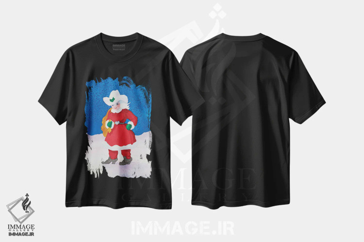 تیشرت مشکی طرح دار خانم کلاوس کابوی، هنر دیجیتال اثر کالی گاریس | immage.ir