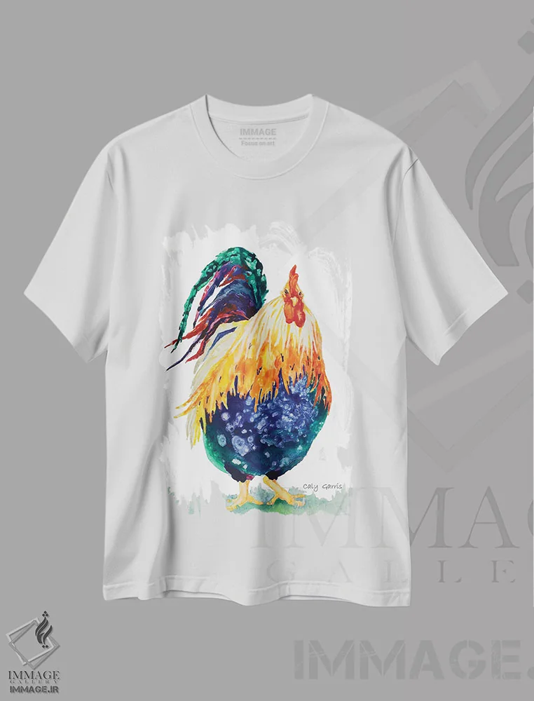 تیشرت سفید طرح دار دادلی، تزئینی اثر کالی گاریس | فروشگاه ایماژ