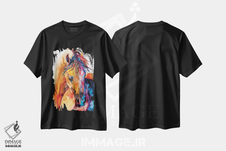 تیشرت مشکی طرح دار زنبق زراندود، دکور کلبه و لژ اثر کالی گاریس | immage.ir