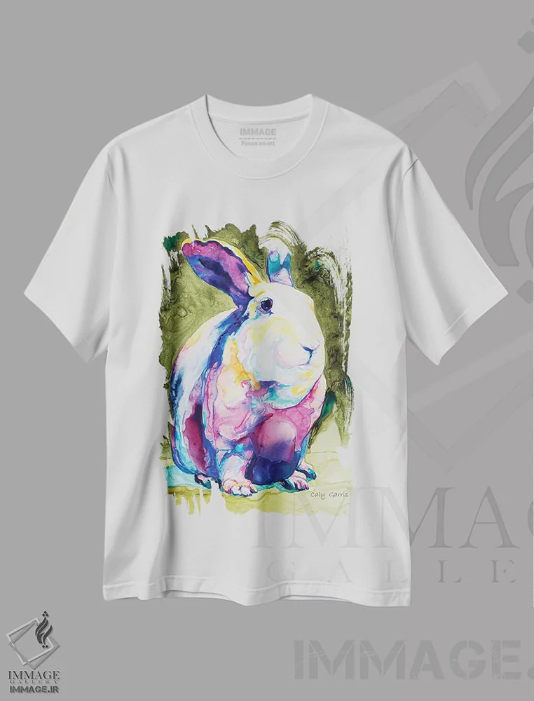 تیشرت سفید طرح دار هربیانی، تزئینی اثر کالی گاریس | فروشگاه ایماژ