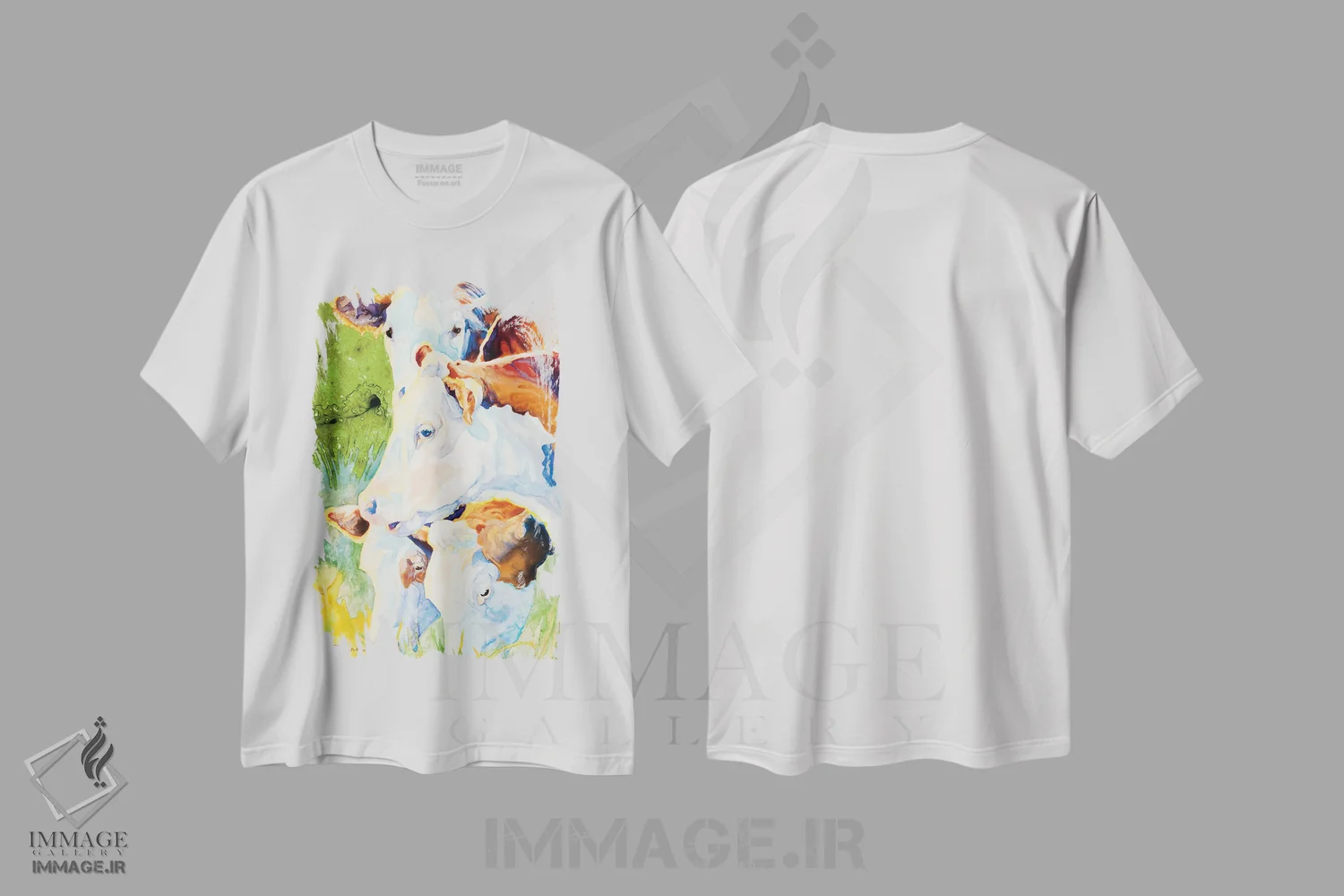 تیشرت سفید طرح دار هرِفوردهای خوشحال، تزئینی اثر کالی گاریس | immage.ir