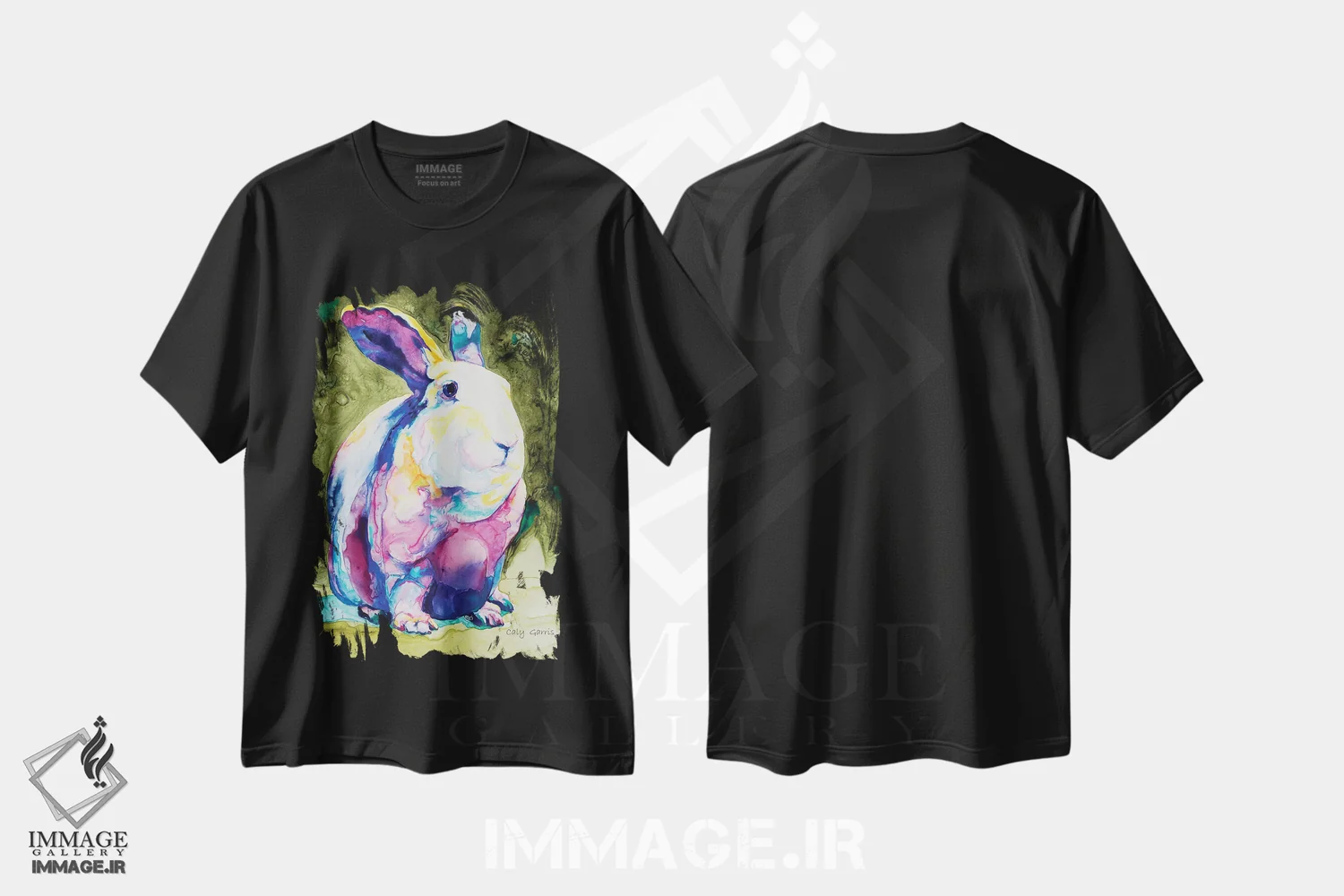 تیشرت مشکی طرح دار هربیانی، تزئینی اثر کالی گاریس | immage.ir