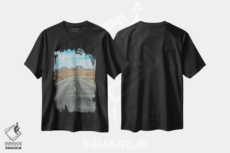 تیشرت مشکی طرح دار دره اِثر، جنوب غرب آمریکا، مدیوم اثر لوک آنتونی گرم | فروشگاه ایماژ