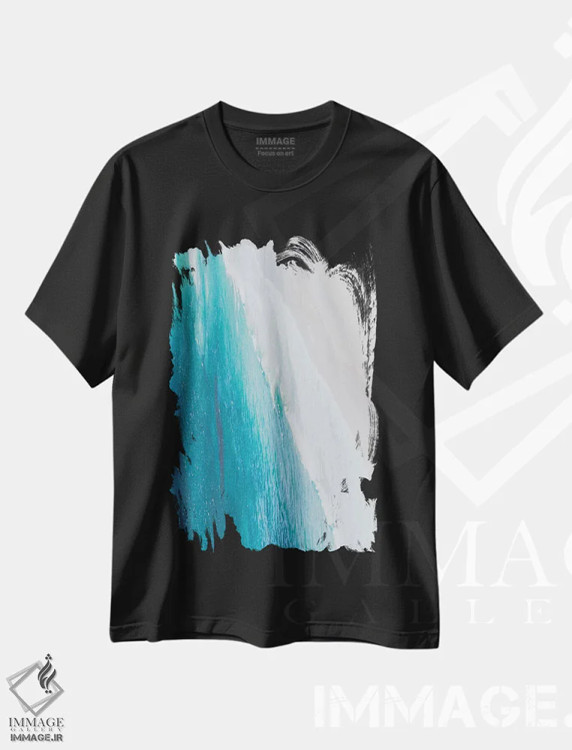تیشرت مشکی طرح دار تغییر رنگ اقیانوس، سواحل از نمای بالا اثر لوک آنتونی گرم | فروشگاه ایماژ