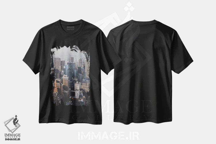تیشرت مشکی طرح دار شهر نیویورک I، مدیوم اثر لوک آنتونی گرم | فروشگاه ایماژ