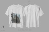 تیشرت سفید طرح دار جنگل ملی کسکید شمالی، آمریکا، مدیوم اثر لوک آنتونی گرم | فروشگاه ایماژ