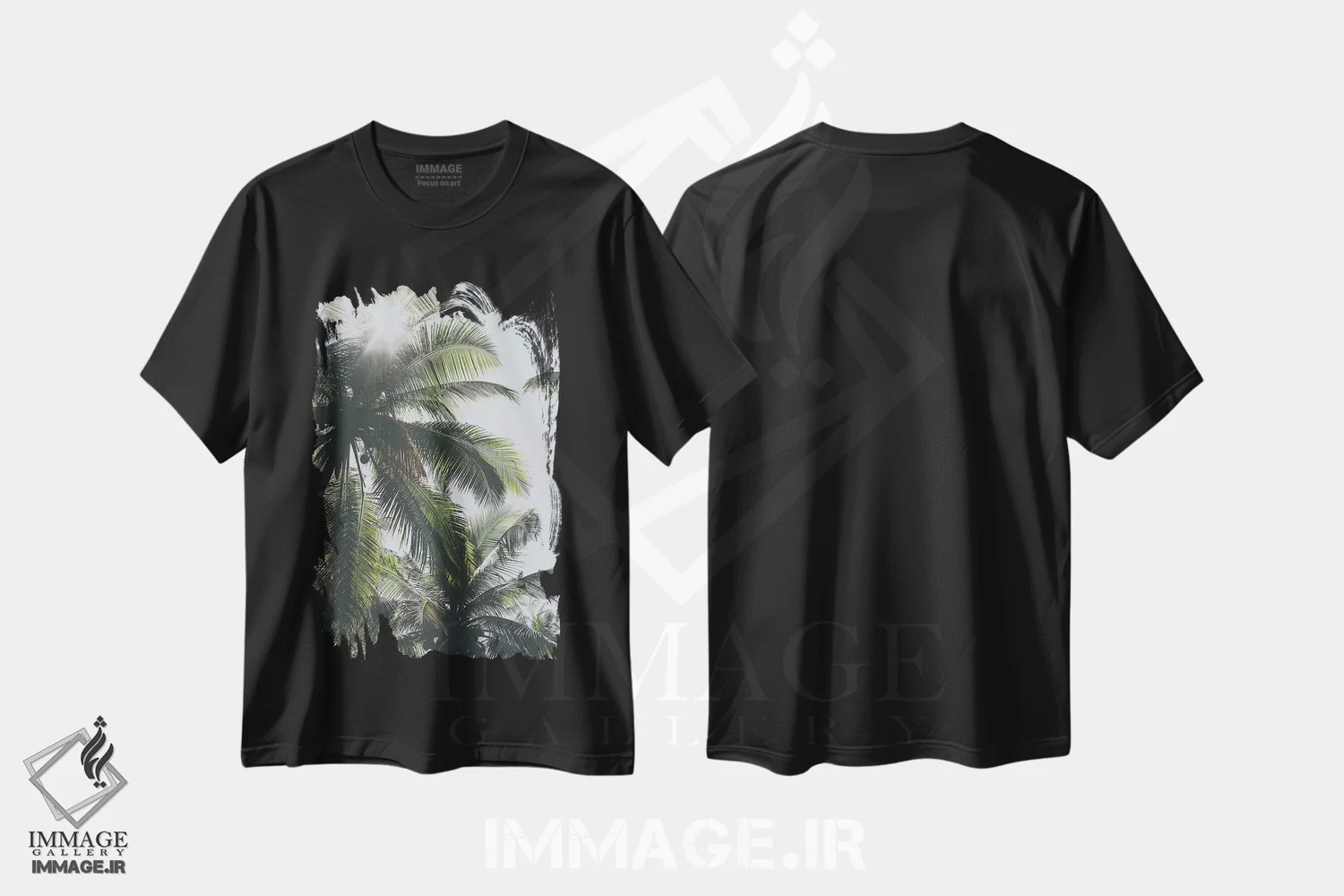 تیشرت مشکی طرح دار درختان نخل در فیلیپین، مدیوم اثر لوک آنتونی گرم | فروشگاه ایماژ